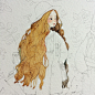 女孩头部过程图-那仁_插画,水彩,手绘,小清新,少女_涂鸦王国插画