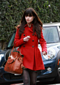 Zoe Deschanel - beautiful red coat