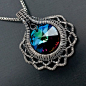 Fine Silver Pendant Swarovski Crystal Pendant  by sarahndippity, $73.00: 