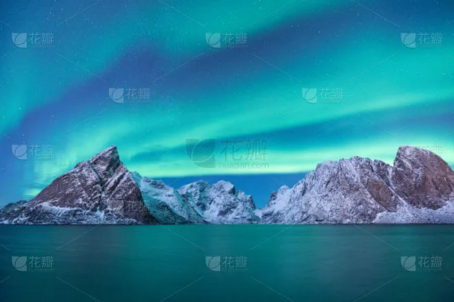 挪威,极光,北极光,背景,罗弗敦,乡村,渔夫,概念,地球,旅行素材-花瓣网