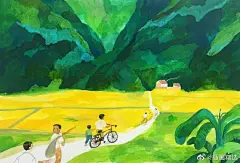 插画师Li-Wen Chu笔下的童年主题插画，作者用治愈的配色和美好的内容绘制出一幅幅美好的童年插画，以及部分作品采用拼贴的形式，画面表达的美好童趣的画面非常治愈心灵～让人怀念自己儿时的那份简单可爱～#插画分享# ​​​​