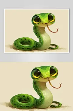 AI数字艺术蛇年可爱小青蛇插画