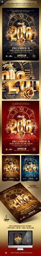 2016 New Year Party | Psd Flyer Template : New year 2016 | Creative template, available on Envatomarket • All Elements Included • A5 Format (( 6×8.4 inches with bleeds ) • 300dpi CMYK Print Ready.