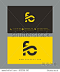 F and C Letter Logo, with Business Card Template Vector