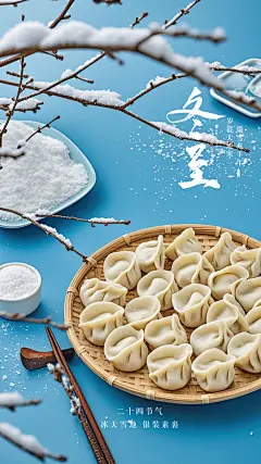 冬至简约节气唯美插画节日大气海报