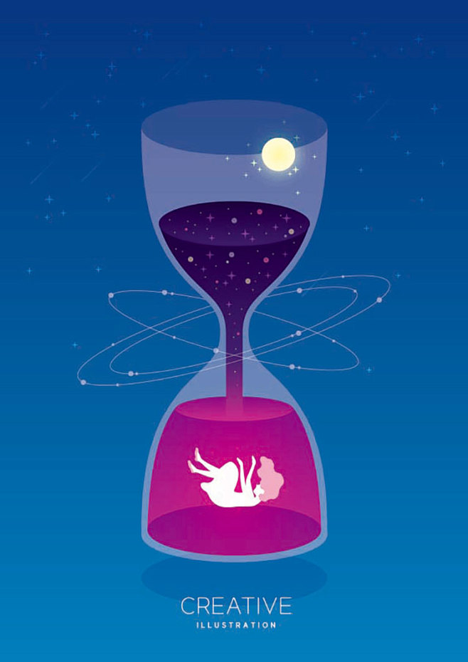 宇宙星空科技感梦想海报扁平化渐变炫彩视觉...