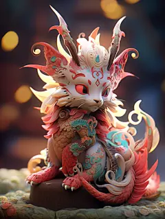 红色可爱3d卡通龙立体中国龙元素