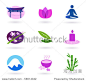 Wellness, asia, relaxation and spa icon set. Vector