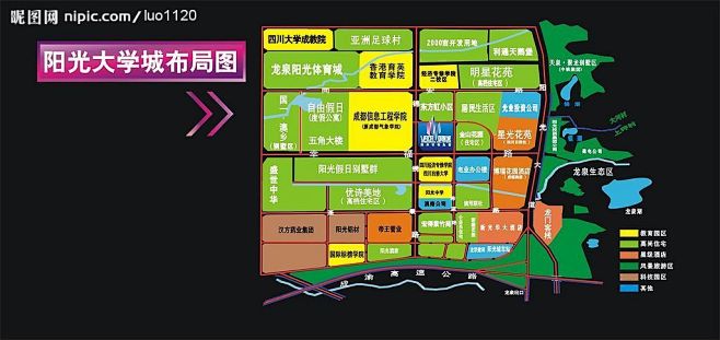 大学城布局图矢量图_房地产广告设计 楼盘...