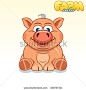 Cute Cartoon Pinky Pig. Funny Vector Animals Series