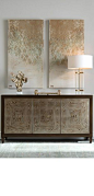 High end furniture. Modern sideboard. Gold tones decoration. For more inspirational news take a look at: www.aussieliving.net