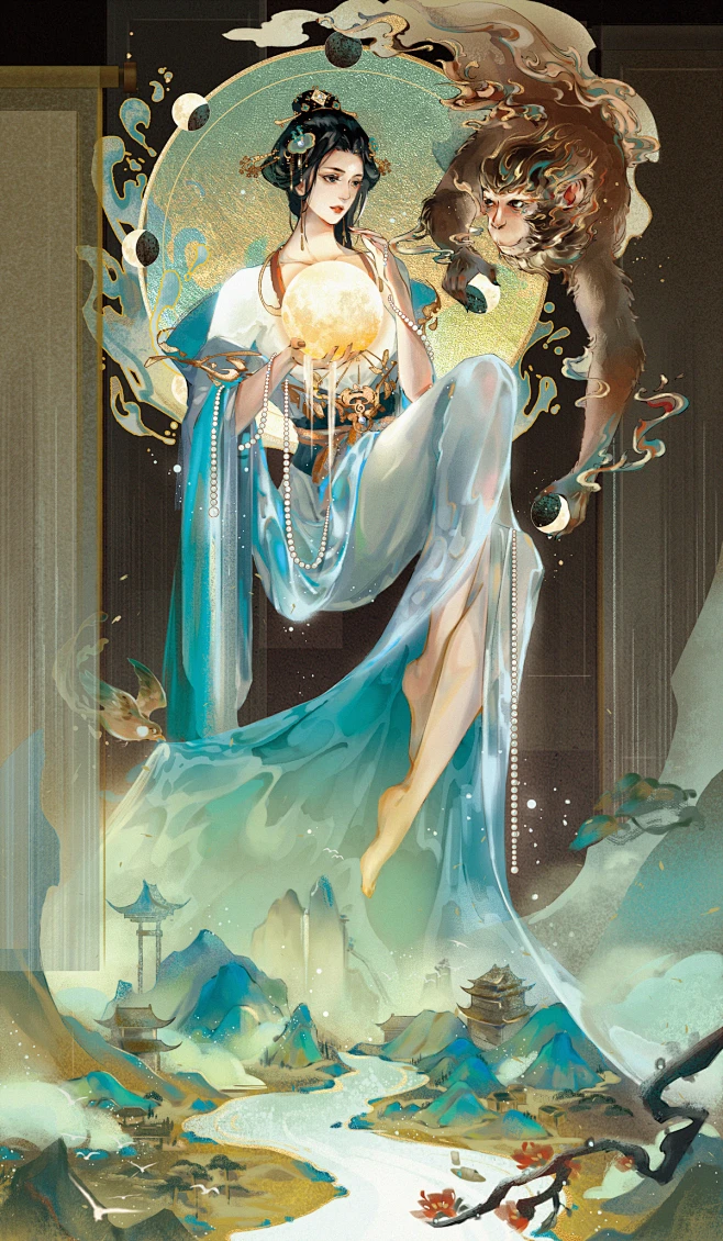 二十八星宿拟人系列-参水猿_四野吃鱼__插画师作品_涂鸦王国gracg.com-花瓣网