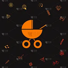 婴儿车,插画,分离着色,家庭,父母,新生活,图像,矢量,散步,运输