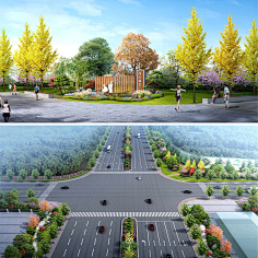 意向图22020景观后期分层psd公园住宅道路乡村园林鸟瞰透视效果图合集