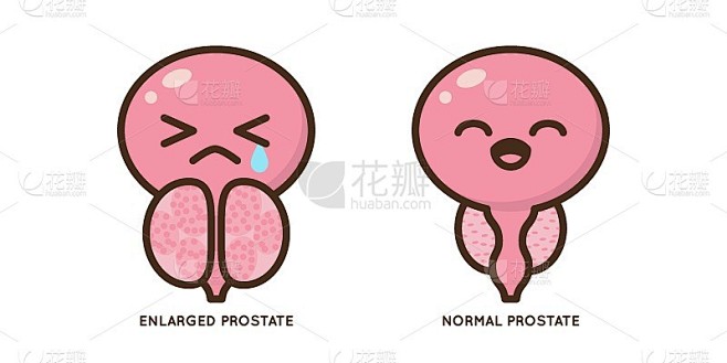 男性前列腺疾病载体图标平面插图