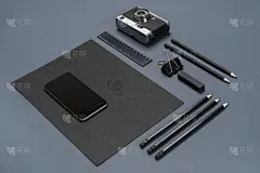办公用品,模板,商务,黑色,灰色背景,品牌名称,水,贺卡,回形针,档案