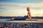 瑜伽People 1600x1067 Michael Kleber women model blonde hairbun rooftops sports bra yoga pants barefoot yoga women outdoors sky