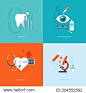 Set of flat design concept icons for web and mobile phone services and apps. Icons for dentist, ophthalmology, cardiology and laboratory.