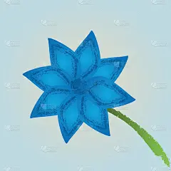 抽象的蓝色花用水彩笔画。