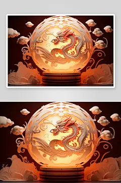 AI数字艺术新年龙年灯笼装饰模型-众图网