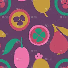 刷杂色异国水果无缝图案。