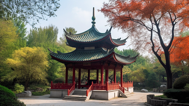 岳麓山爱晚亭城市长沙旅游景点风景摄影图