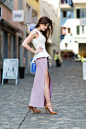 蜂腰裙+熏衣紫包身长裙~好美哇！