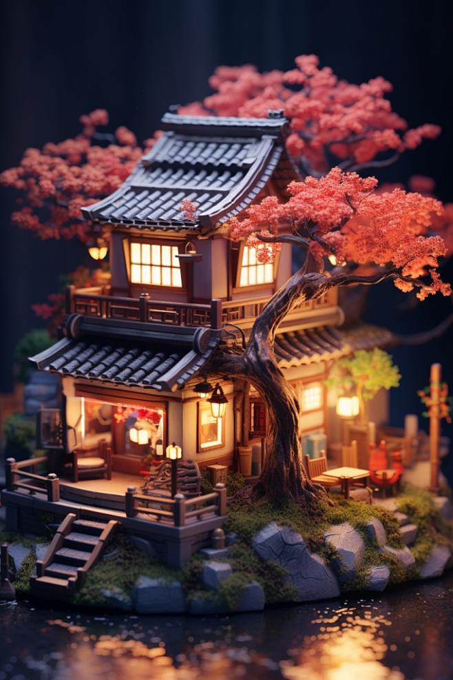 园林设计盆景微缩场景创意模型