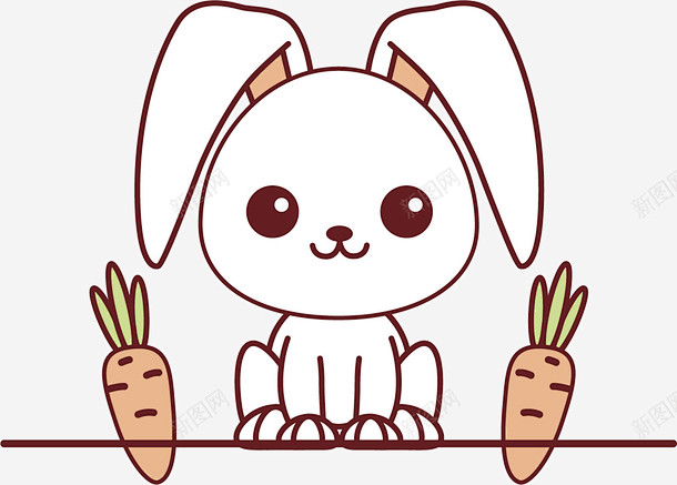 卡通小白兔装饰插画高清素材 动物 卡通小...