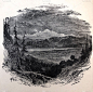 古董插图-诗歌托马斯摩尔-月亮湖与高的山在背景