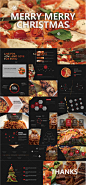 PPT模板 圣诞美食披萨烤肉西餐厅餐饮酒店品牌介绍推广 24P-淘宝网