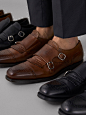 Massimo Dutti男鞋 限量版棕色双搭扣皮鞋 14252022709-tmall.com天猫