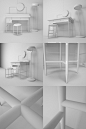 C4D+OC+PS小场景建模家具桌子灯椅子家具3D模型工程文件OC渲染C4D-淘宝网