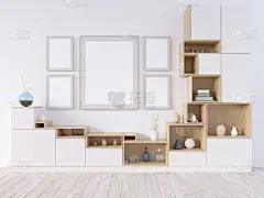 模拟海报, 时髦, 3d 插图斯堪的纳维亚, 工作室, 风格, 模板, 向上, 城市, 墙壁, 白色