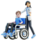 female doctor pushed the patient to use a wheelchair