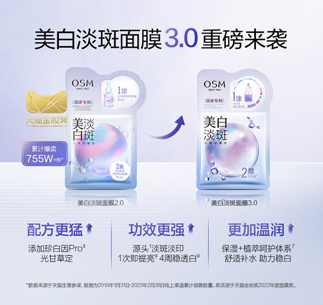欧诗漫珍珠美白淡斑面膜补水保湿烟酰胺提亮...