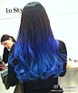 蓝色渐变。#长发披肩# #长卷发#