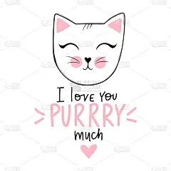 矢量可爱的猫插图。手绘时髦的小猫。嘟嘟猫。