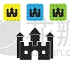 城堡,分离着色,图标,黑色,白色背景,童话故事,品牌名称,大门,剪影