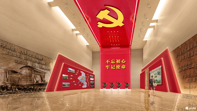 中新镇党群服务中心 党建展厅设计 党群服务中心 党政机关 力天展览-花瓣网