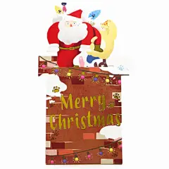 日本新品烟囱圣诞老人可爱猫咪礼物趣味音乐灯光拉伸平安祝福贺卡-淘宝网