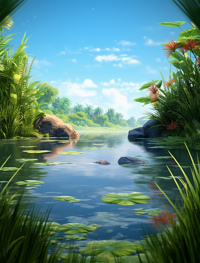 c4d春季绿色植物背景 (67)