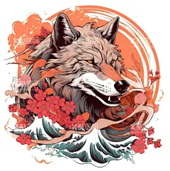 浮世绘风格狼纹身  - 源文件下载【酷图网】浮世绘,插画,狼,绘画,纹身,美术,壁纸,创意狼,狼元素,绘画元素