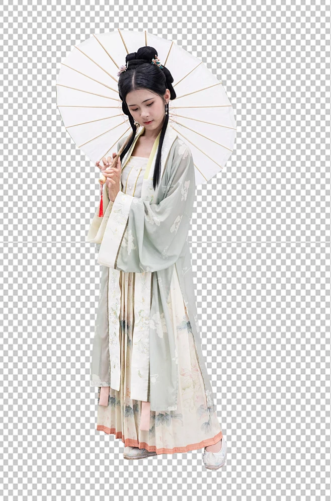 宋制古装汉服女性人物打伞免抠png摄影图-花瓣网