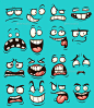 Funny cartoon faces with different expressions. Vector clip art illustration with simple gradients. Each on a separate layer. EPS1
