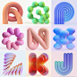 3D adobe dimension Icon letters model pastel Render type typography  