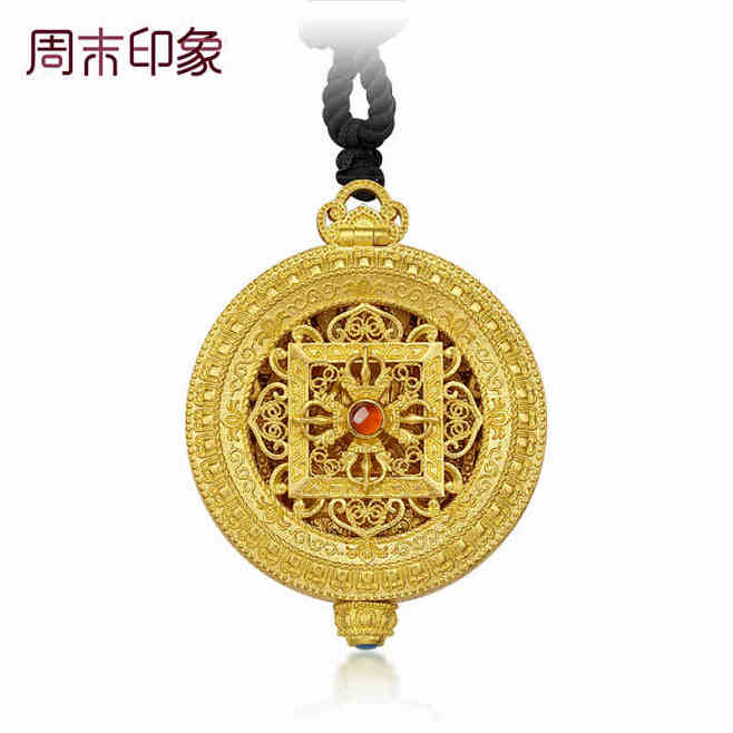 古法金吊坠转运箴言噶乌盒