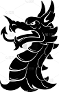 龙,极简构图,动物头,幻想,中世纪时代,动物,装饰物,复古