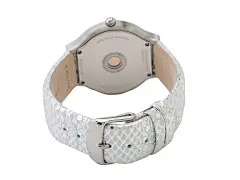 Philip Stein Small Round Stainless Steel Diamond Watch on Silver Metallic Calf Strap Silver
