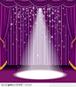 灯光打在紫色幕布幕帘舞台矢量素材